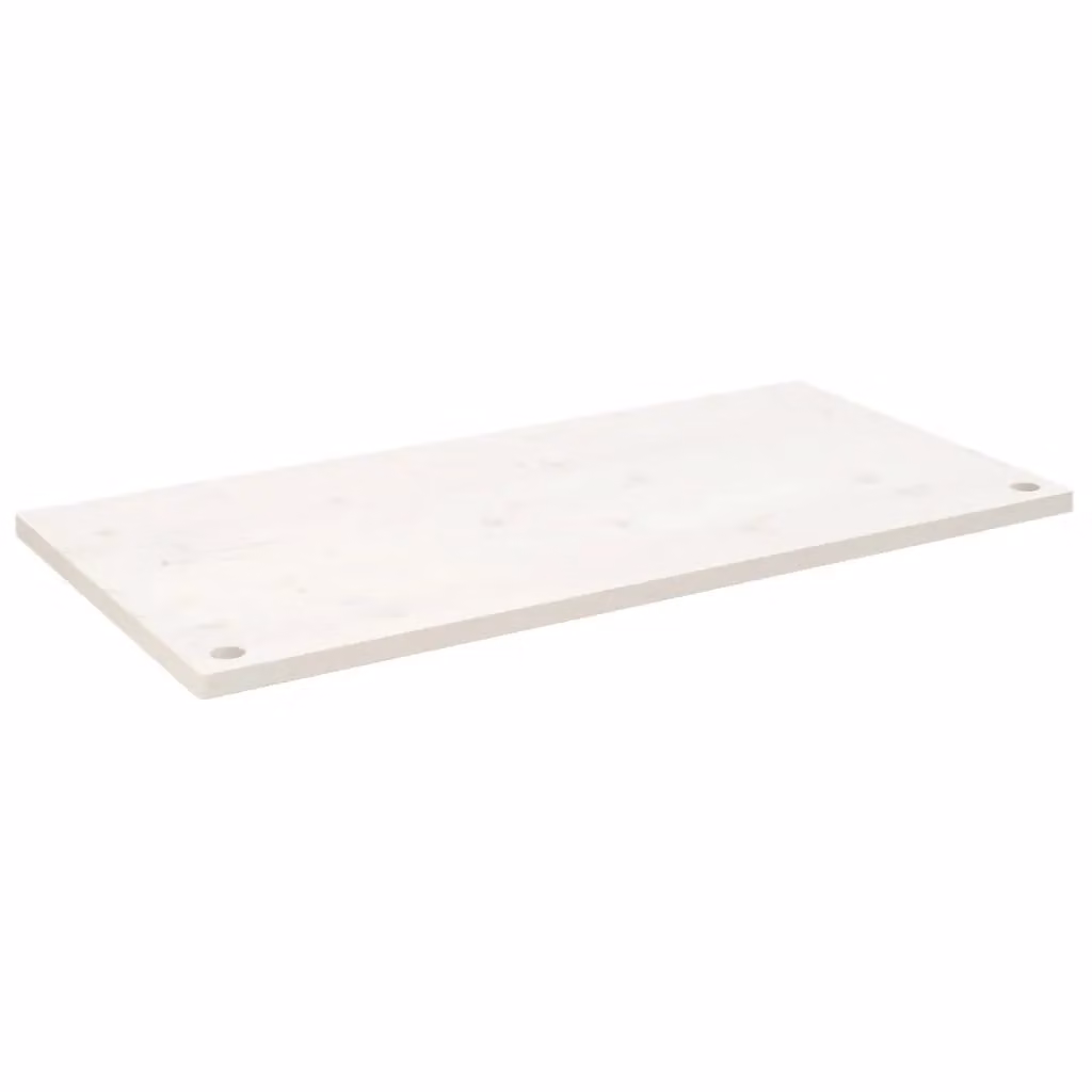 Berkfield Home White Rustic Solid Wood Pine Desk Top W: 100 cm, D: 50 cm, H: 2.5 cm – 2