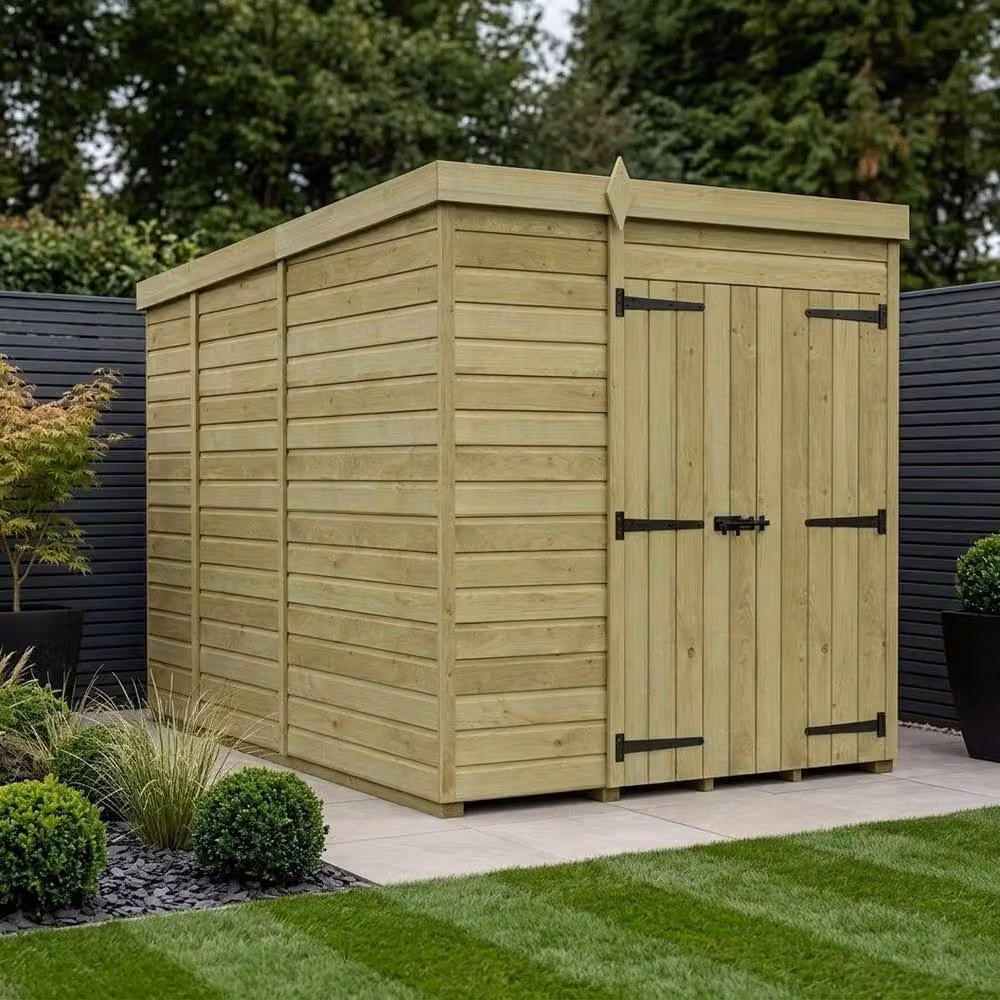 Buttercup Farm Brown Timber Pent Garden Shed with Double Doors and No Windows W/D/H: 274.32 x 183 x 210 cm – 2