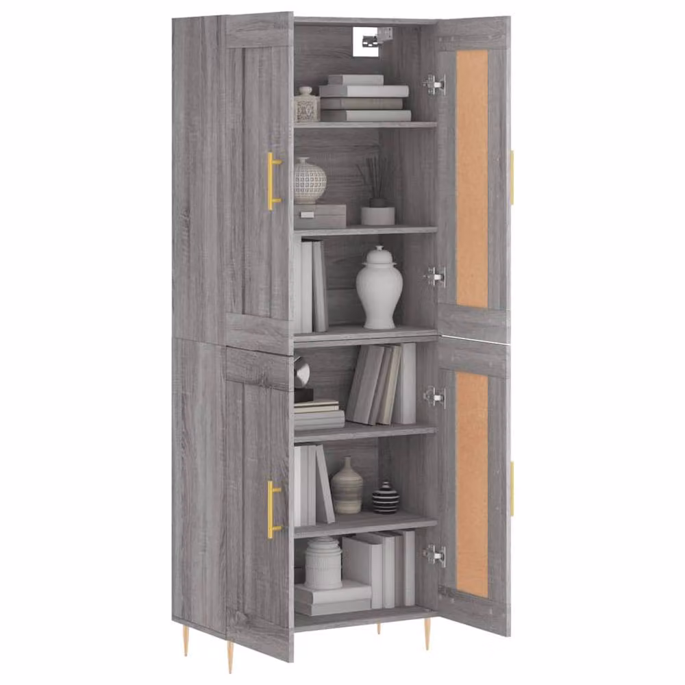 Berkfield Home Sonoma Highboard in Grey, W/D/H: 69.5 x 34 x 180 cm – 3