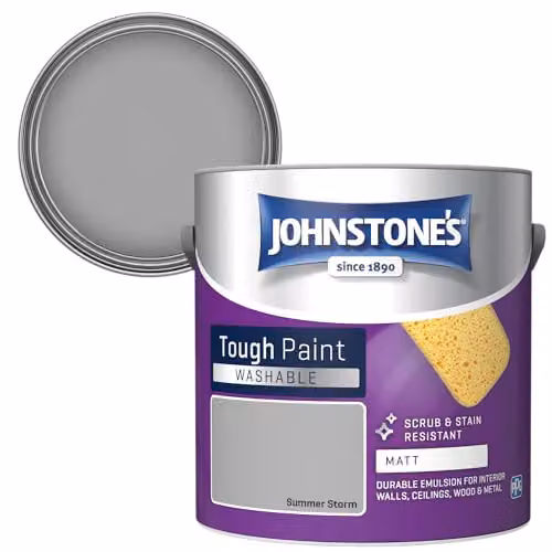 Johnstone's Washable Matt Wall and Ceiling Paint in Summer Storm Grey, 2.5L – 1