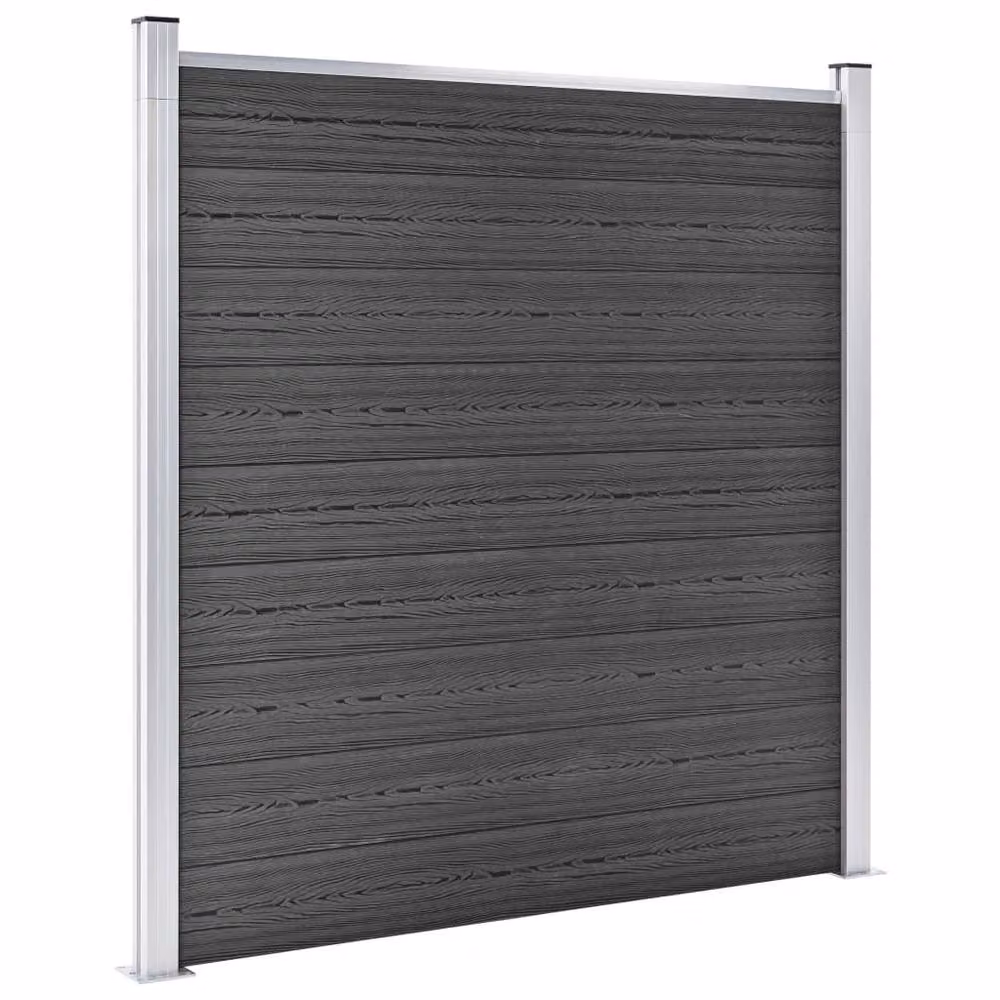 Berkfield Home WPC Fence Panel Set, Black, W: 526 cm, H: 186 cm – 3