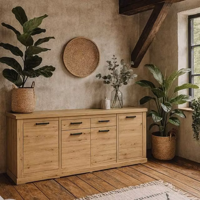 Wyld Haus Seoul Artisan Oak 4 Door 2 Drawer Sideboard in Natural – 1