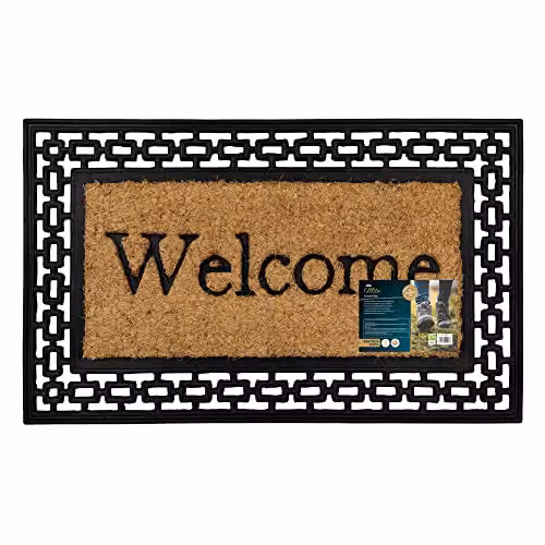 JVL Mila Embossed Coir and Rubber Tuffscrape Doormat in Brown and Beige, W: 45 cm, D: 75 cm