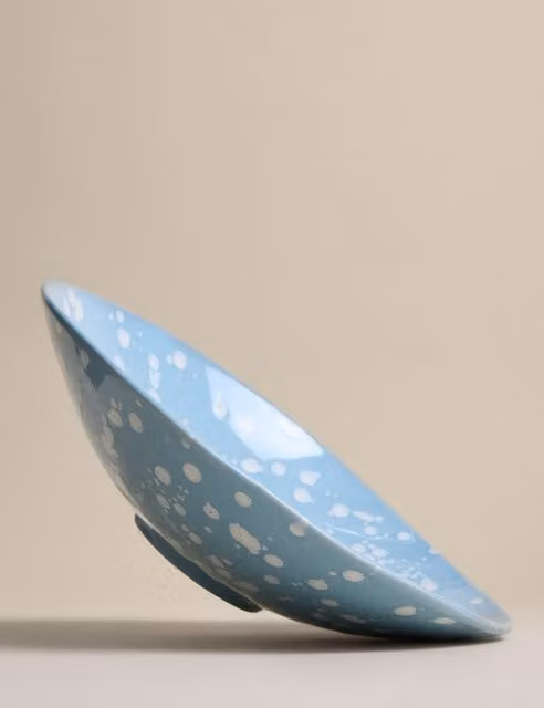 M&S Blue Paint Splat Stoneware Serving Bowl