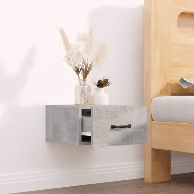 Berkfield Home Wall-mounted Bedside Cabinet, Concrete Grey, W/D/H: 35 x 35 x 20 cm – 1