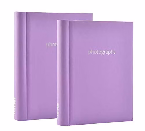 Arpan 2 Pack of Self Adhesive Large Photo Albums, Modern Style Wiro Binder in Purple