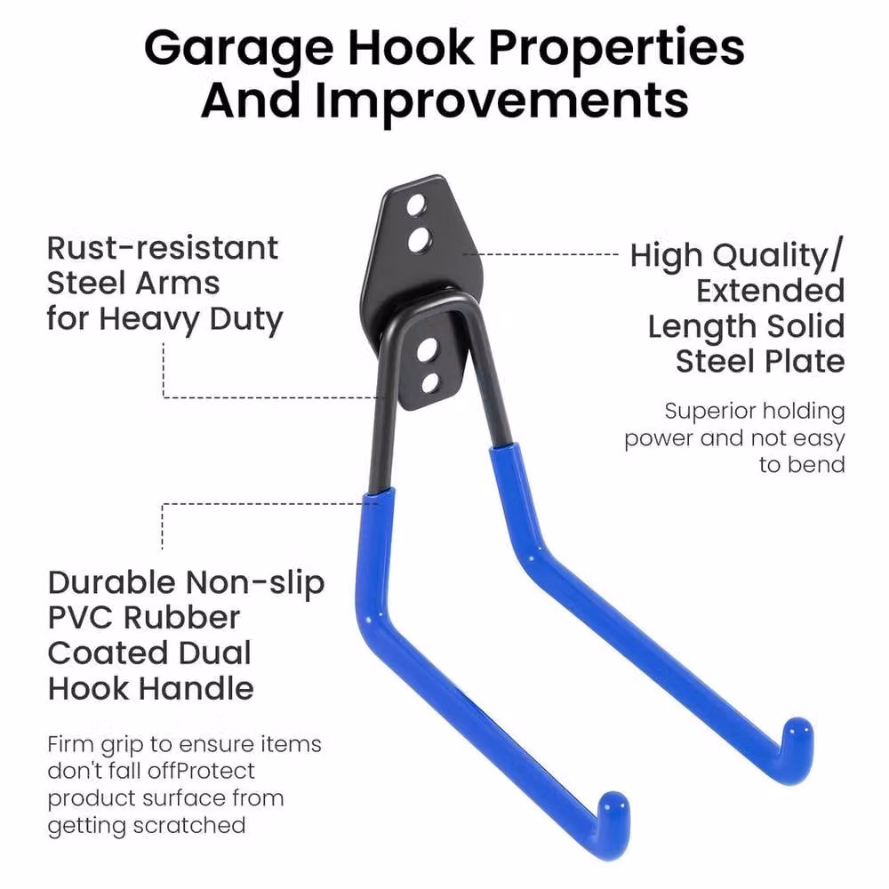 EONLION 16-Piece Heavy Duty Steel Garage Storage Utility Wall Hook Organizer, Blue, W: 100 cm, H: 200 cm – 2