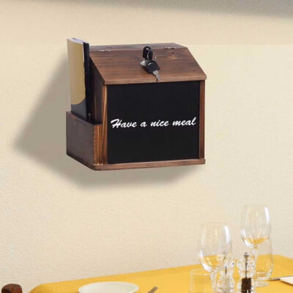 NESTLUNE Rustic Solid Wood Donation Ballot Box in Brown – 4