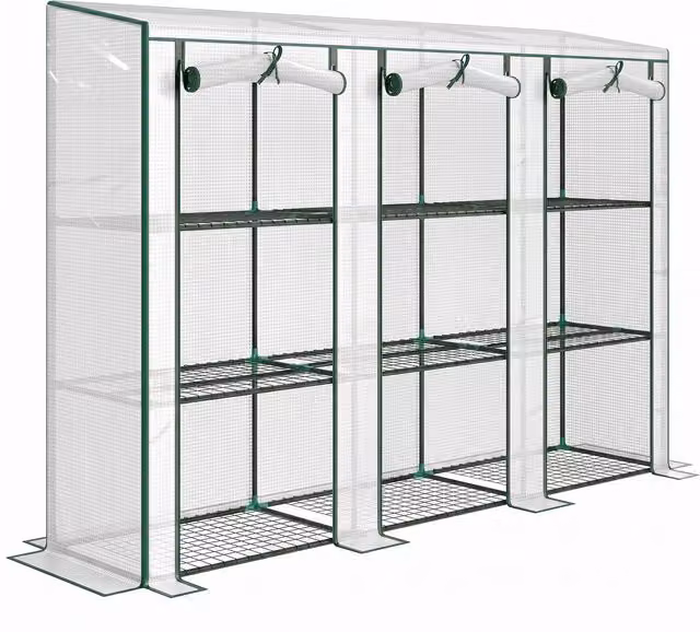 Outsunny White Nine-Shelf Lean-to Wall-Mounted Greenhouse W/D/H: 46 x 46 x 215 cm – 1