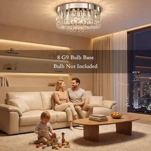 HOMCOM Crystal Ceiling Chandelier with 160 Transparent Glass Pendants in Silver Tone – 3