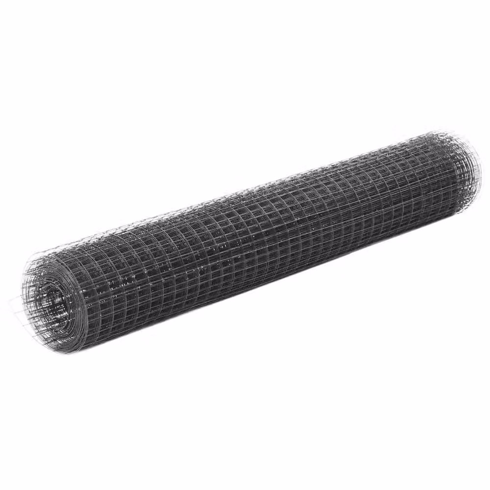 Berkfield Home Grey PVC Coated Steel Chicken Wire Fence, 10 x 1 m – 2