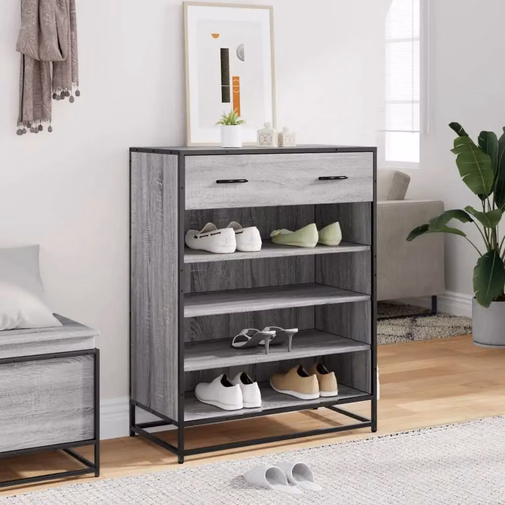 Berkfield Home Grey Industrial Shoe Cabinet with Hinged Doors and Internal Shelves, W/D/H: 75 x 38 x 97.5 cm – 2