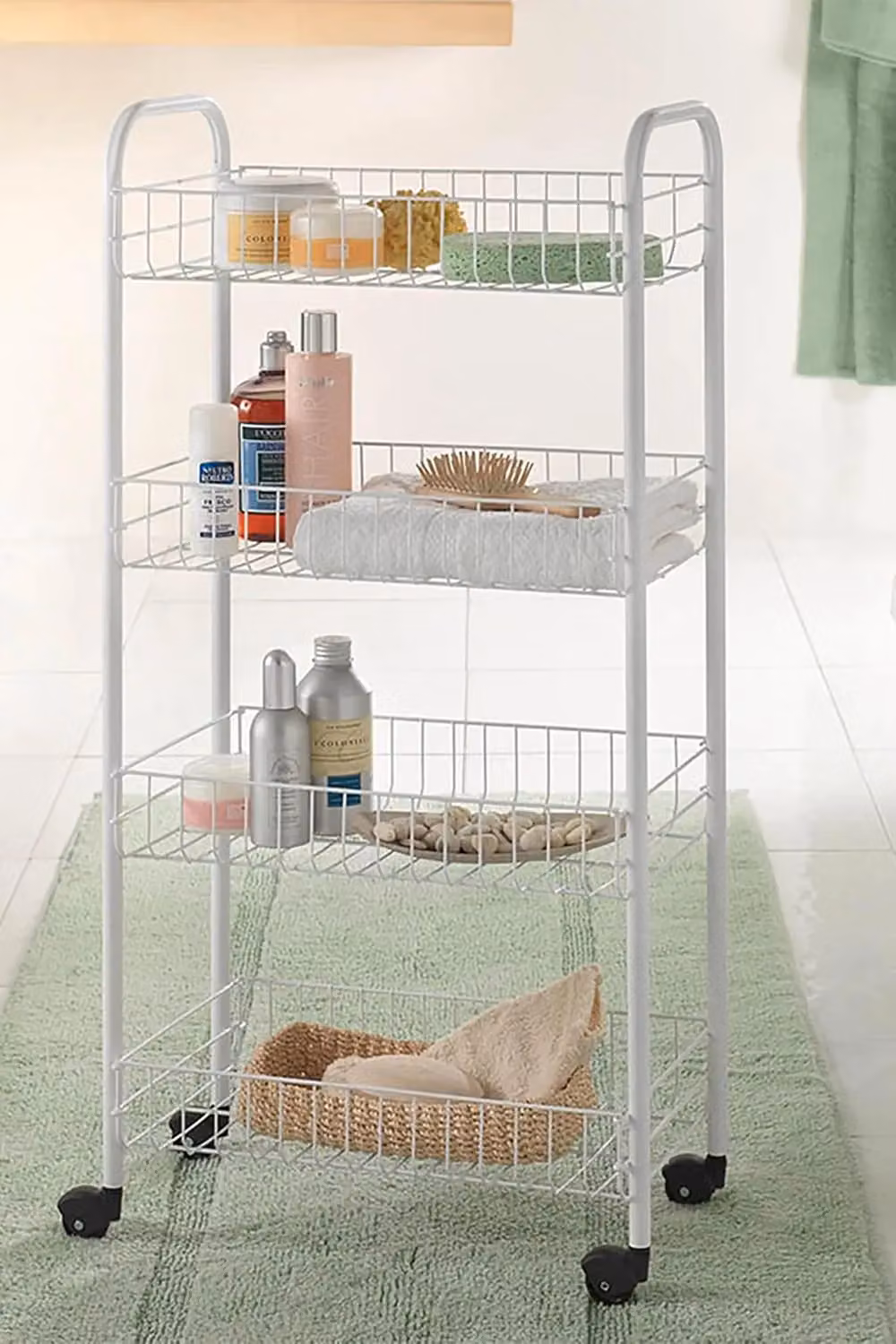 Metaltex Pisa 4-Tier Metal Trolley with Wheels, White, W/D/H: 41 x 23 x 84 cm – 2