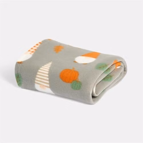 OHS Autumnal Gonk Polar Fleece Throw Blanket, Charcoal Grey, W/D/H: 120 x 150 cm