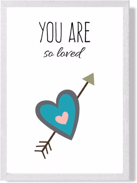 ARTZE You Are So Loved Blue Tribal Quote Framed Print, White Frame, A2