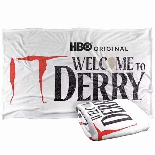 Warner Bros. Welcome To Derry Logo Super Soft Silky Touch Fleece Throw Blanket, Multicolour and White, W: 91.44 cm x D: 91.44 cm x H: 147 cm – 1