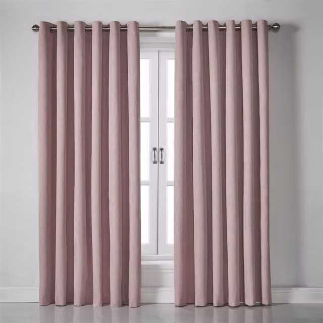 Livinluxury Pink Blackout Eyelet Curtains, Thermal Insulating, W: 161 cm, H: 183 cm