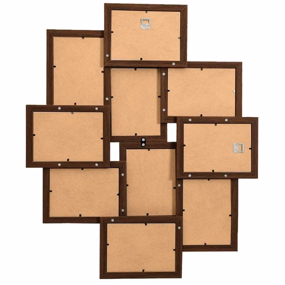 Berkfield Home Modern Rectangular Collage Photo Frame for 10 Pictures, Dark Brown – 3