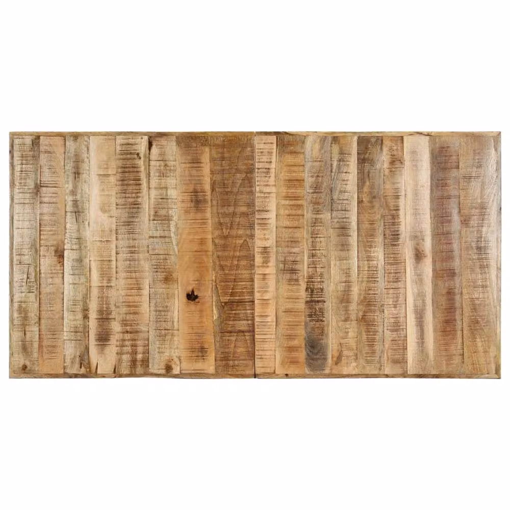 Berkfield Home Rectangular Dining Table in Brown Solid Rough Mango Wood, W/D/H: 160 x 80 x 75 cm – 3