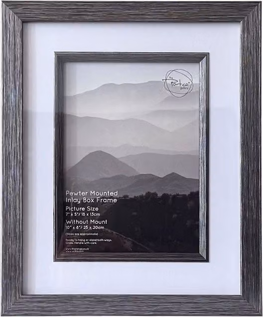 The Port. Co Gallery Silver Rectangular Single Metal Tabletop Inlay Box Frame, W: 17.78 cm, H: 12.7 cm