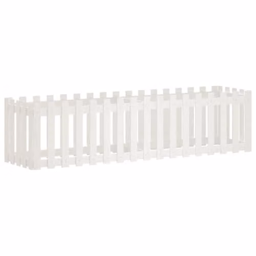vidaXL Wooden Garden Raised Bed with Fence Design, White, W: 200 cm, D: 50 cm, H: 50 cm