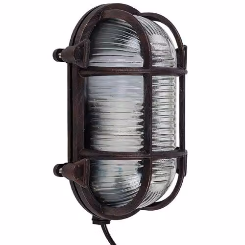 ValueLights Bow Nautical Oval Bulkhead IP64 Outdoor Garden Wall Light in Bronze and Rust Effect – 4