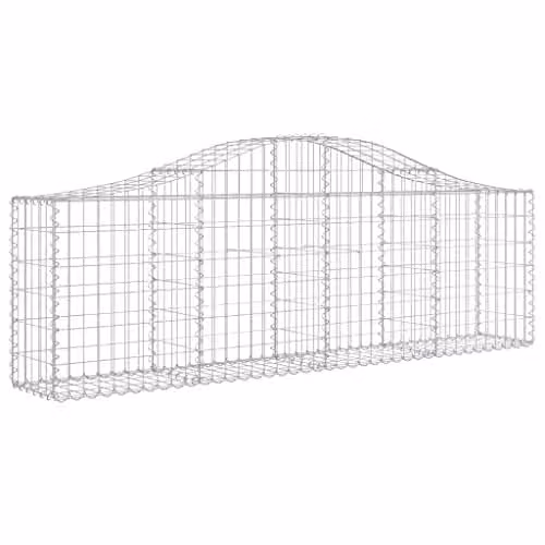 vidaXL Set of 14 Arched Gabion Baskets in Silver Galvanised Steel, W/D/H: 200 x 30 x 60/80 cm – 1