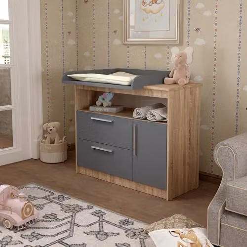 Shefa Kids 1150 Baby Changing Unit in Cremona Oak and Graphite – 2