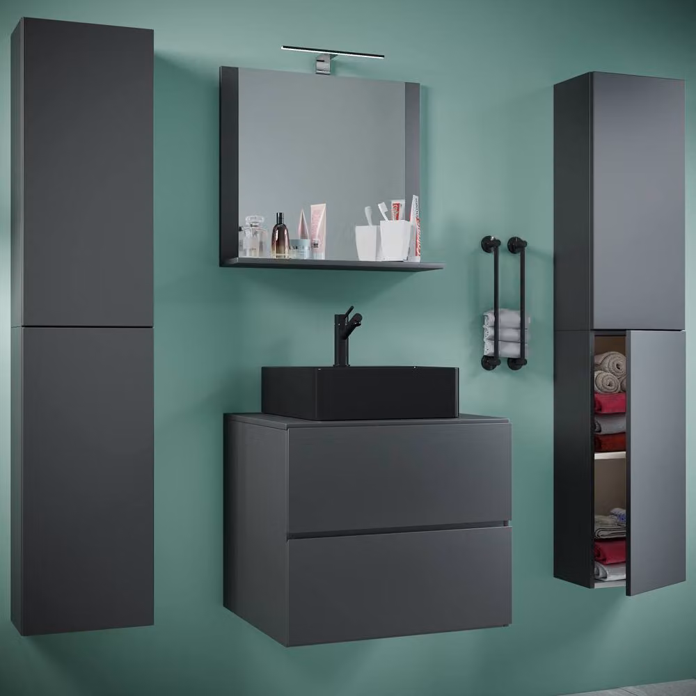 VCM Lendas XL 5-Piece Bathroom Furniture Set in Matt Dark Grey – 2