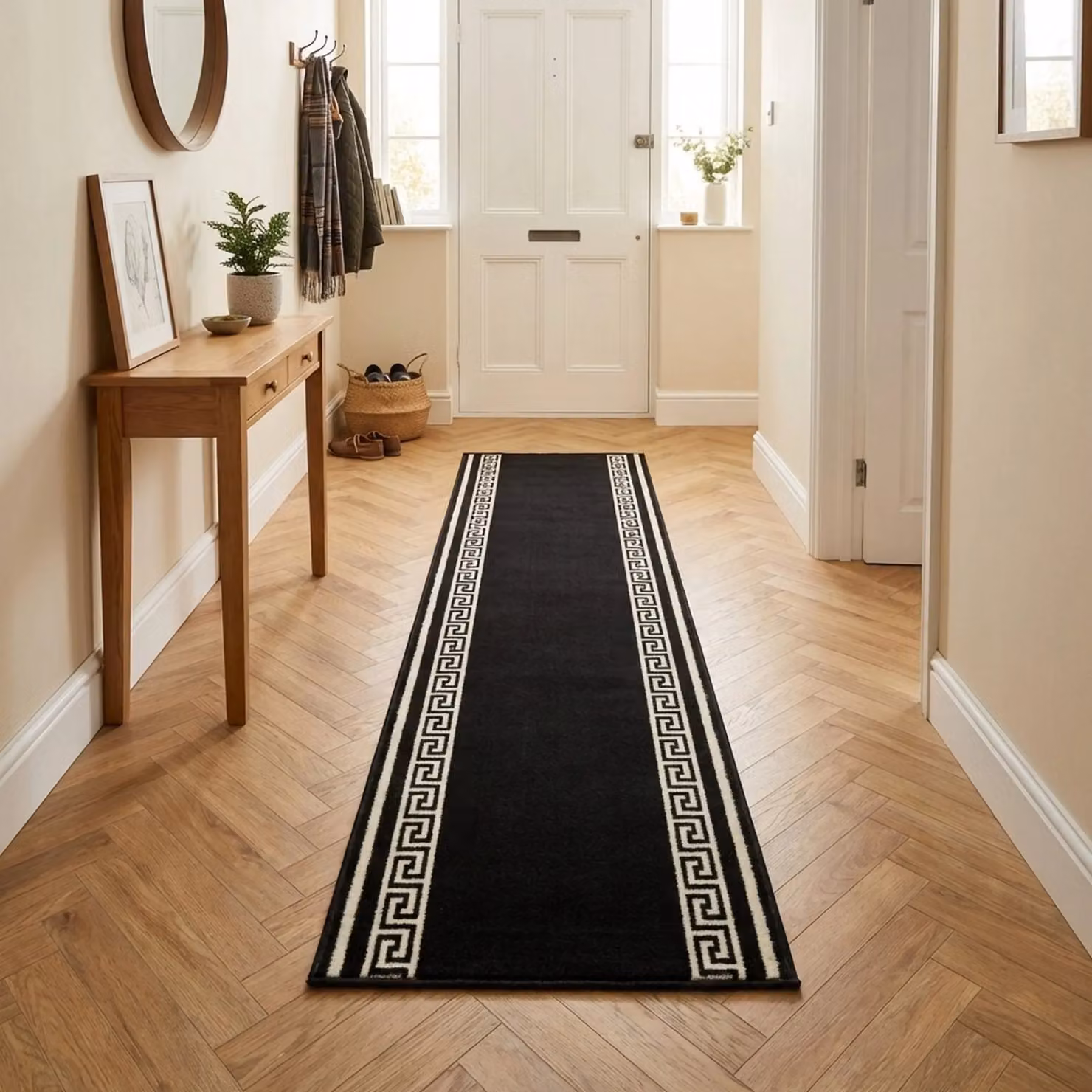 runrug Key Hallway Runner Rug in Black, W/D/H: 60 x 180 x 0.9 cm – 5