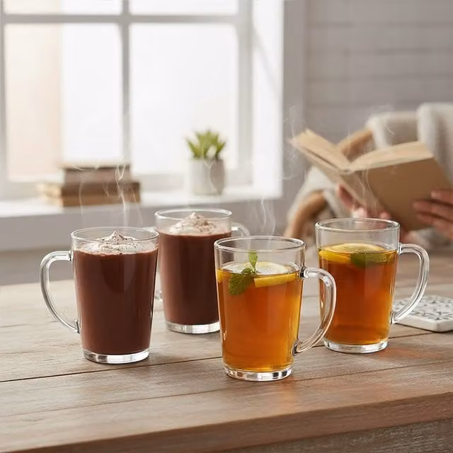 Orsina Set of 4 Double Walled Transparent Glass Mugs – 1