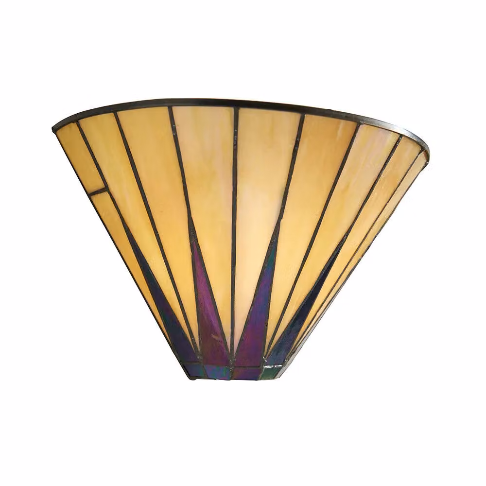 Loops Tiffany Glass LED Wall Light in Black and Multicolour, Dimmable Modern Up and Down Lighting – 3