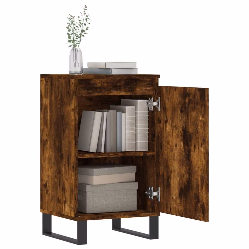 Berkfield Home Set of 2 Smoked Oak Sideboards in Brown, W/D/H: 40 x 35 x 70 cm – 4