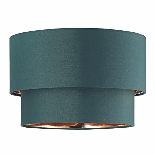 Happy Homewares Modern Round Green Fabric Ceiling Pendant Lamp Shade with Copper Inner, W/D/H: 20 x 20 x 30 cm