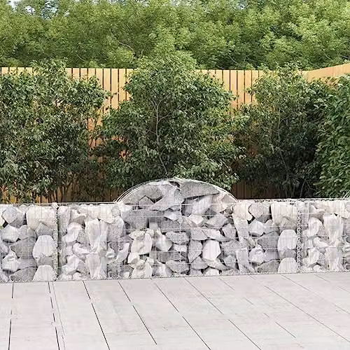 vidaXL Arched Gabion Baskets, 30 Pieces, Silver Galvanised Steel, W: 200 cm, D: 30 cm, H: 60-80 cm – 2
