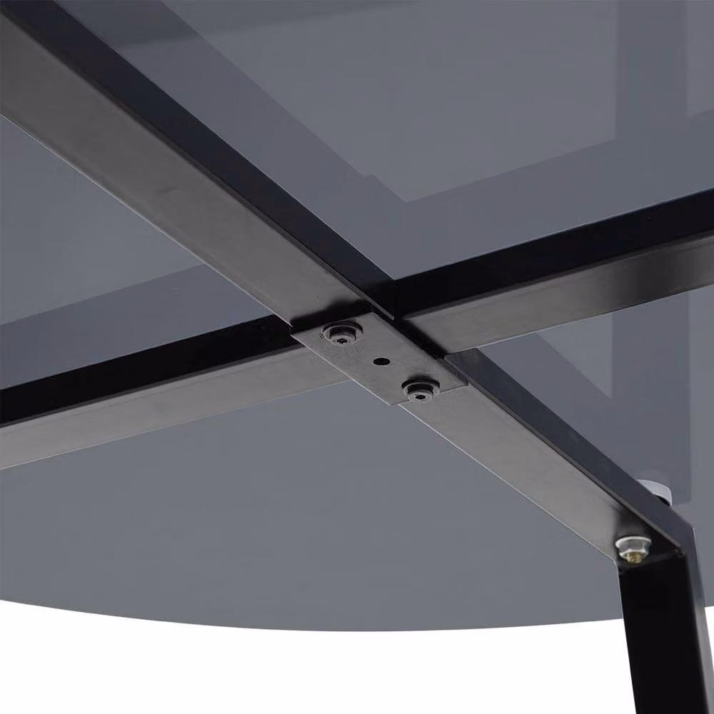 Garden Sanctuary Modern Round Dining Table with Black Tempered Glass Top – 3