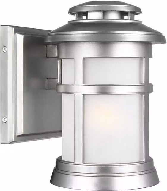 Loops Silver Brushed Steel Outdoor IP44 Wall Lantern with LED E27 Bulb – 1