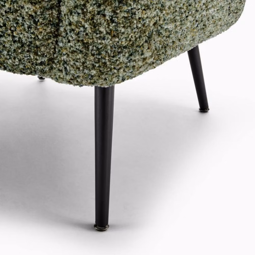 FurnitureboxUK Veda Green Bouclé Fabric Accent Tub Chair with Armrests and Solid Wood Frame – 4