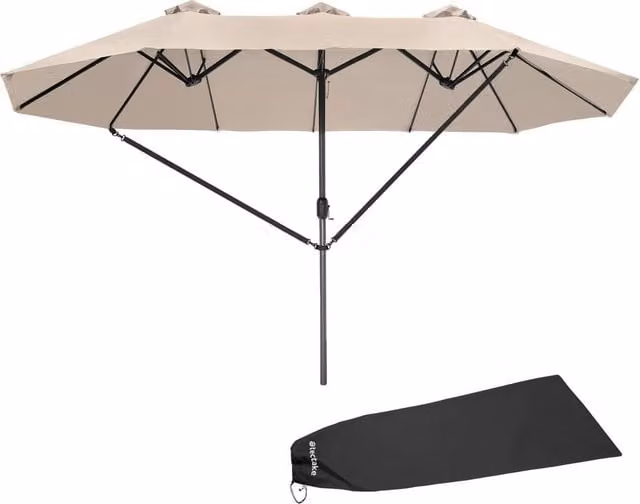 tectake Silia Cantilever Parasol in Beige with Polyester Canopy – 1