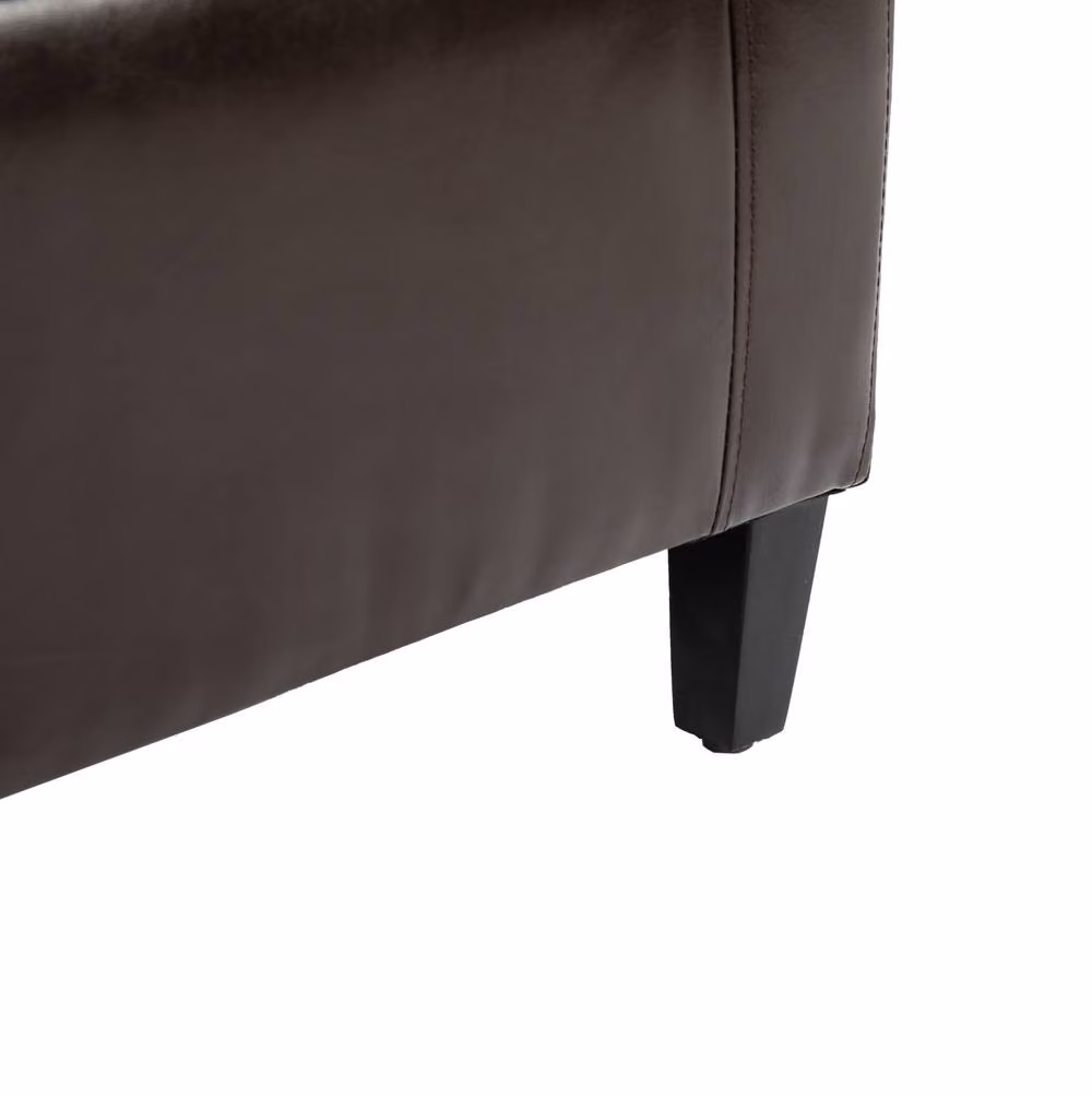 STILVORA Brown Faux Leather Storage Ottoman Bench with Lift-Up Lid – 5