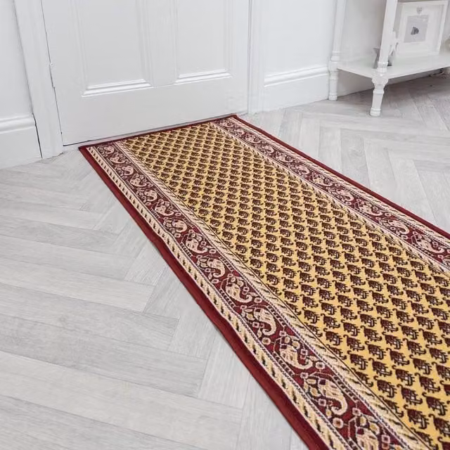 runrug Acni Hallway Runner Rug in Beige, Non-Slip and Hardwearing, W: 100 cm, L: 390 cm – 1