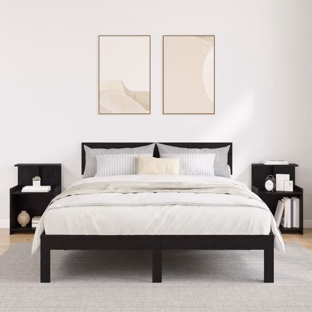 Berkfield Home 2-Pack Black Oak Bedside Cabinets, W: 40 cm, D: 35 cm, H: 60 cm