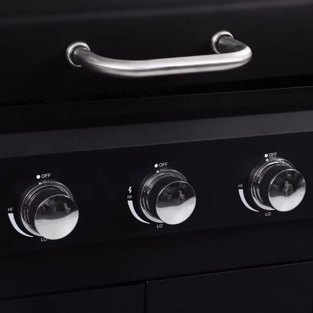 Berkfield Home Gas and Charcoal Combo Grill with 3 Burners in Black – 4