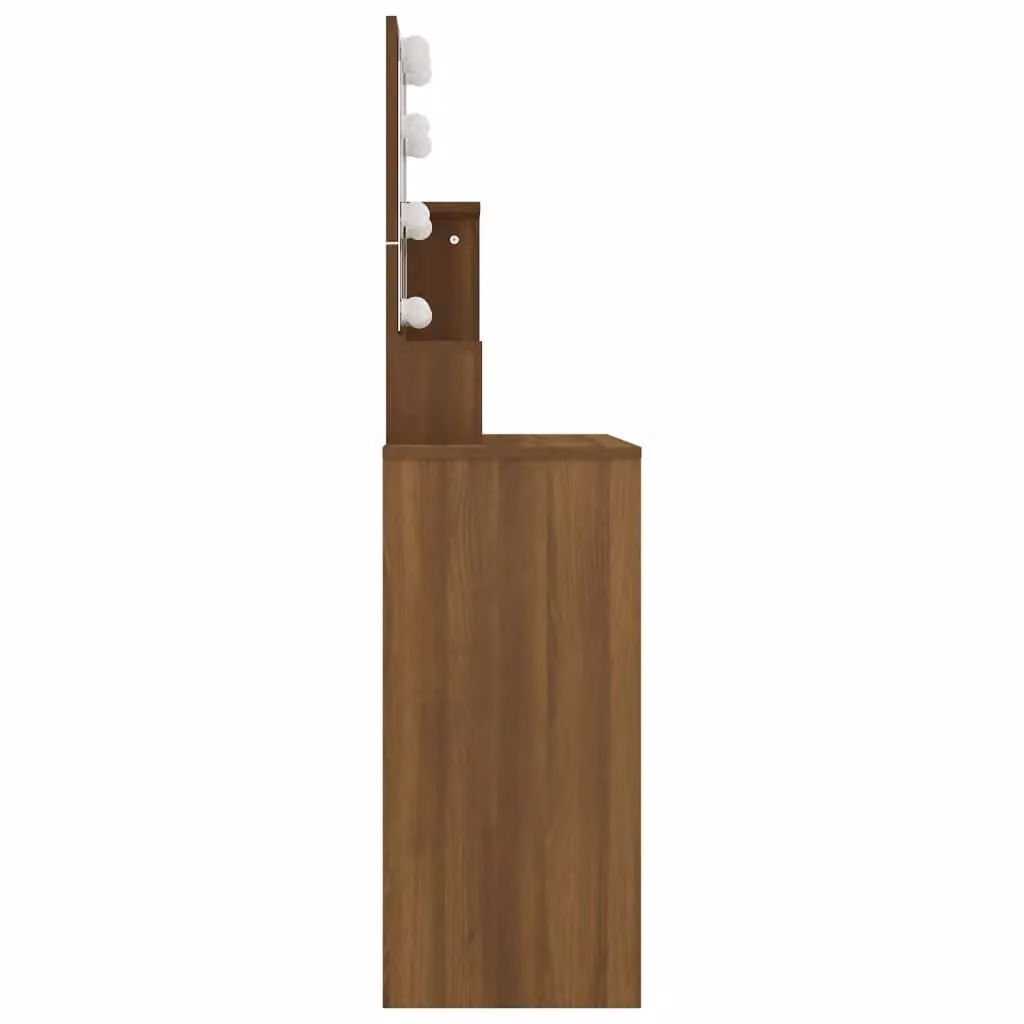 Berkfield Home Modern Dressing Table with LED in Brown Oak, W: 86.5 cm, D: 35 cm, H: 136 cm – 3