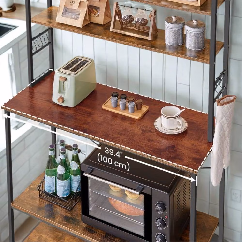 Pirlo Plush Industrial 6 Tier Kitchen Storage Rack with Adjustable Shelves, Brown, W/D/H: 40 x 40 x 167 cm – 4