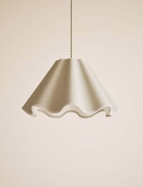M&S Pink Wave Scallop Large Fabric Cone Lamp Shade