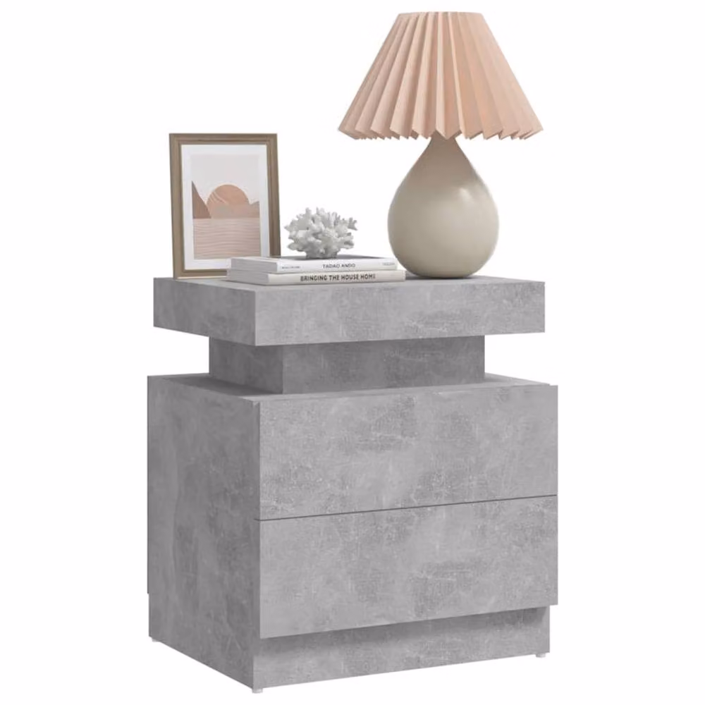 Berkfield Home Bedside Cabinet in Concrete Grey, W/D/H: 45 x 35 x 52 cm – 2