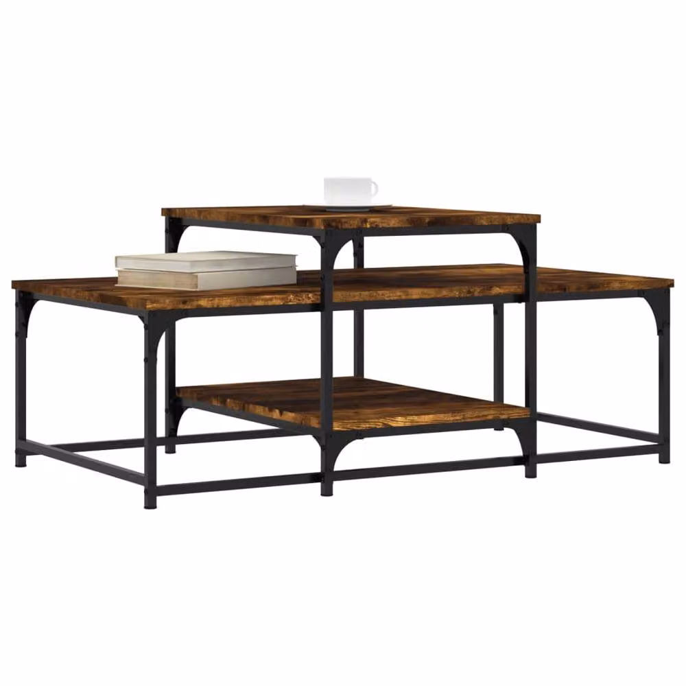 Berkfield Home Smoked Oak Coffee Table in Brown, W/D/H: 102 x 60 x 45 cm – 3