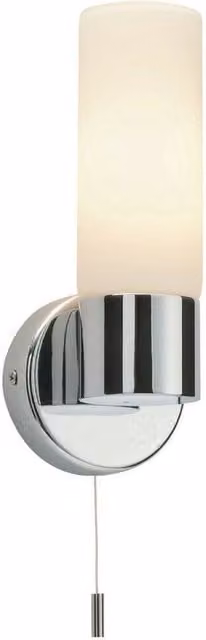 Loops Modern Round IP44 Bathroom Wall Light in Chrome with Transparent Glass Shade