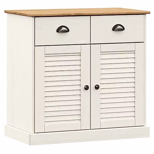 vidaXL VIGO Sideboard with Drawers in White Solid Pine Wood, W/D/H: 78 x 40 x 75.5 cm